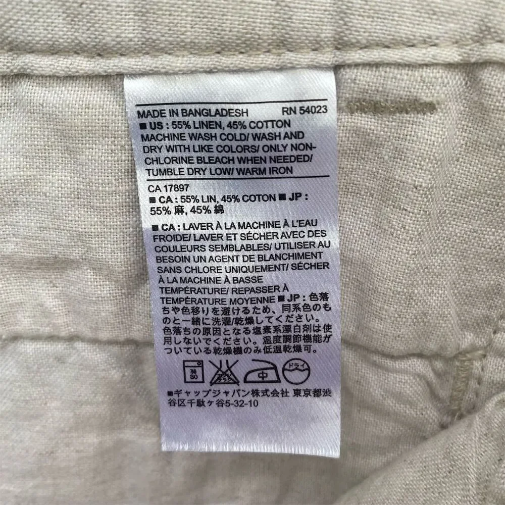 Banana Republic Women's Chino Pants Size 6 Beige Linen-Cotton Button
